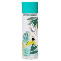 Green Tropical Toucan Print Clear Water Bottle By Sara Miller